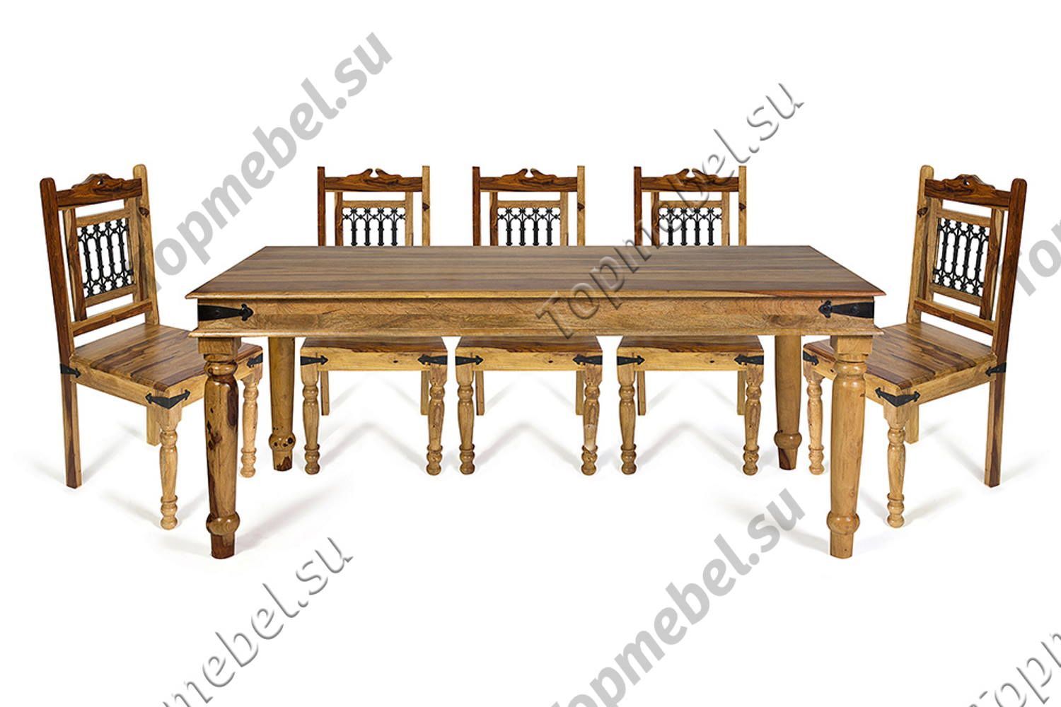 столовый стол и стулья из массива дерева