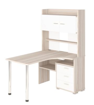 Компьютерный стол СР-133-140 - корпус карамель, фасады белый жемчуг