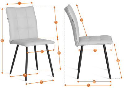 Стул обеденный Bari (2 шт. в упаковке) - LT, велюр, бежевый/черный, 7, 41х55х89 см
