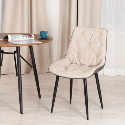 Стул ALTUS ( mod. 2334 ) / 1 шт. в упаковке - ткань/экокожа/металл, 53x61x88 см, бежевый/темно-серый/черные ножки