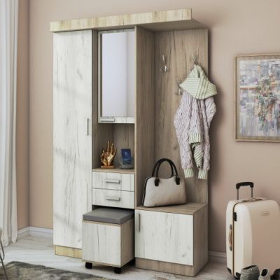 Прихожая Елена (Серый крафт / Белый крафт) - Готовые прихожие