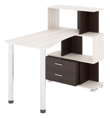 Компьютерный стол СЛ-5-3СТ-2+БЯ - корпус карамель, фасады венге, столешница карамель, ящики венге