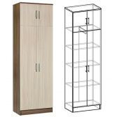 Шкаф 2-х створчатый комбинированный Прихожая "Машенька" (Ясень шимо темный/ясень шимо светлый) - Спальня