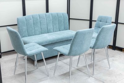 Диван, 4 стула хром (серия Альт ментол) - Кухонные наборы