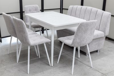 Диван, стол, 4 стула (серия Альт светло-серый) Диван, стол, 4 стула (серия Альт светло-серый) - Кухонные наборы