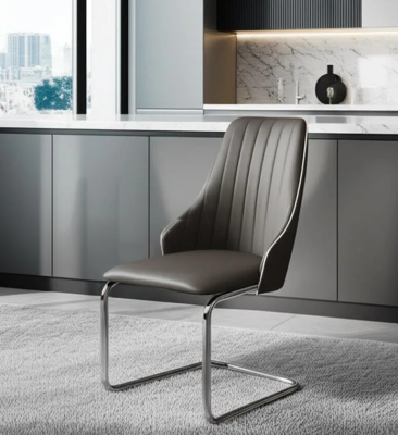 Стул FRATELLI ( mod.8415 ) / 1 шт. в упаковке - металл/экокожа/хром, 44х62х97х47см, пепельно-коричневый ( окантовка  слон.  кость )