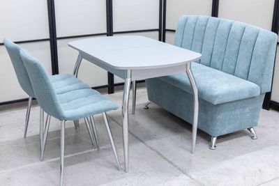 Диван, стол, 2 стула хром (серия Альт ментол) Диван, стол, 2 стула хром (серия Альт ментол) - Кухонные наборы