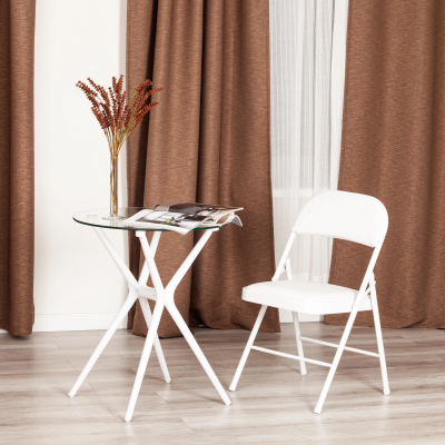 Стул складной FOLDER (mod. 3022G) - каркас: металл, сиденье/спинка: экокожа, 46.5 х 47.5 х 79 см, white (белый) / white (белый)