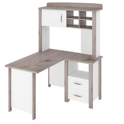 Стол угловой СТД-У с надстройкой НД-115 - нельсон - белый жемчуг Стол угловой СТД-У с надстройкой НД-115 - нельсон - белый жемчуг