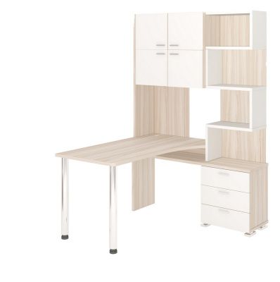 Компьютерный стол СР-500М-140 - корпус карамель, фасады белый жемчуг, столешница карамель