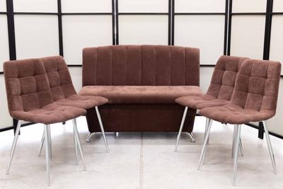 Диван, 4 стула хром (серия Альт шоколад) Диван, 4 стула хром (серия Альт шоколад) - Кухонные наборы