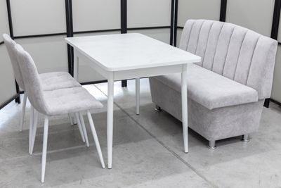 Диван, стол, 2 стула (серия Альт светло-серый) - Кухонные наборы