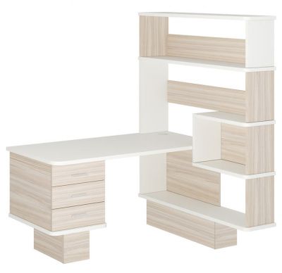 Компьютерный стол СР-520 - корпус карамель, полки белый жемчуг, столешница белый жемчуг