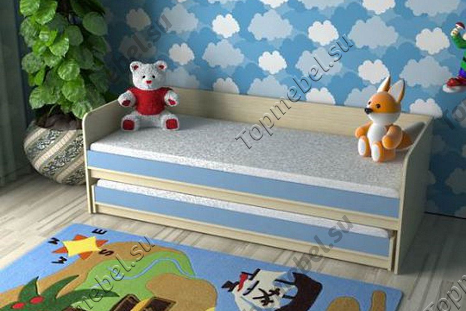 Детская двухъярусная выдвижная кровать СЛАВМЕБЕЛЬ дуэт -2