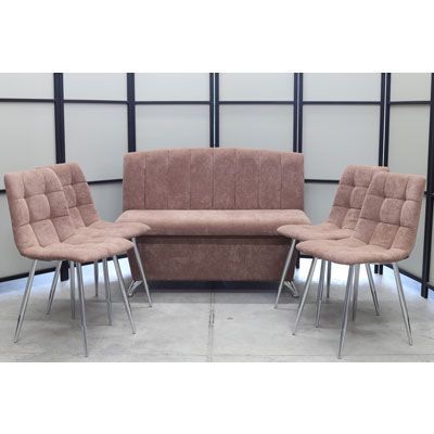 Диван, 4 стула хром (серия Альт мокка) Диван, 4 стула хром (серия Альт мокка) - Кухонные диваны