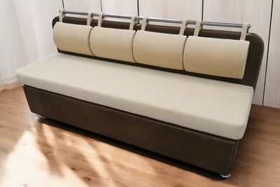 Кухонный прямой диван Лана-4 с подушками и спальным местом Кухонный прямой диван Лана-4 с подушками и спальным местом - Кухонные диваны