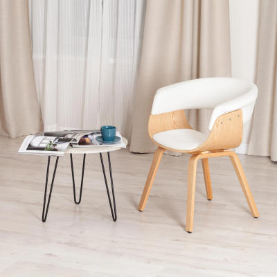 Стул VIMTA (mod.8021) - дерево / экокожа, 69х56х77 см, натуральный/белый