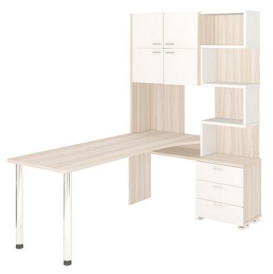 Компьютерный стол СР-500М-190 - корпус карамель, фасады белый жемчуг, столешница карамель