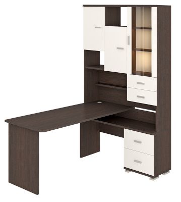 Компьютерный стол СР-620-160 - корпус венге, фасады белый жемчуг, столешница венге