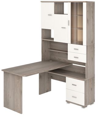 Компьютерный стол СР-620-140 - корпус нельсон, фасады белый жемчуг, столешница нельсон