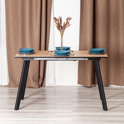 Стол обеденный DARWIN - МДФ HPL 0,6 мм/металл, 80х130-170х75 см, Дуб Вотан/чёрный Стол обеденный DARWIN - МДФ HPL 0,6 мм/металл, 80х130-170х75 см, Дуб Вотан/чёрный