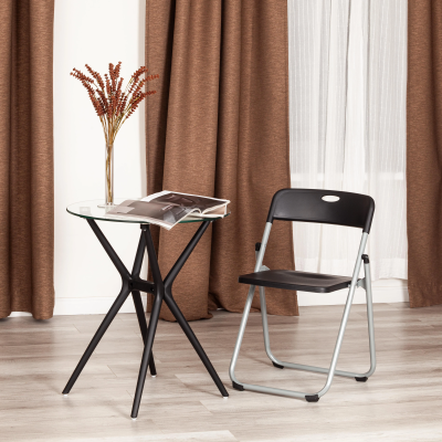 Стул складной FOLDER (mod. 3017H) - каркас: металл, сиденье/спинка: пластик, 49 x 46.5 x 73.5 см, black (черный) / grey (серый)