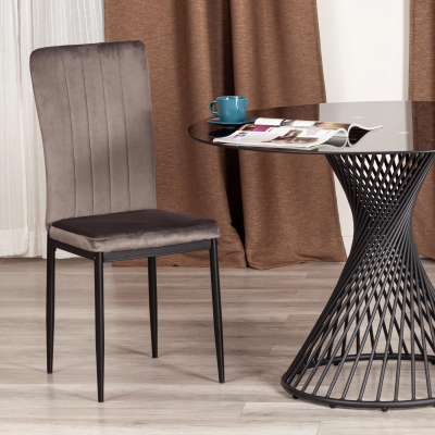 Стул VERTER (mod. 37-1) - металл, флок, 47,8 х 41,5 х 97 см, Dark grey (темно-серый) HLR24 / черный