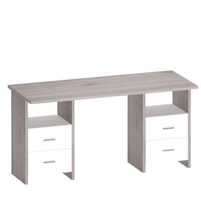 Стол СКЛ-Прям150 (две тумбы) - нельсон - белый жемчуг