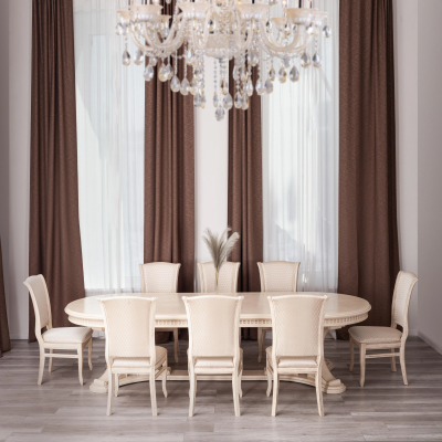 Стол VERSAL овальный - бук, мдф, 300 (350/400) х 110 х 78 см, бежевый патина