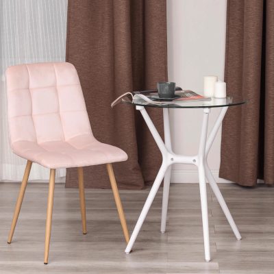 Стул CHILLY (mod. 7094-1) / 1 шт. в упаковке - вельвет/металл, 44,5х52,5х86 см, pink (розовый) HLR39 / натуральный