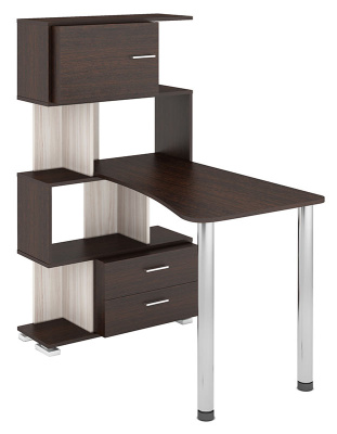Компьютерный стол СЛ-5-4СТ-2+БД+БЯ - корпус венге, фасады карамель, столешница венге, ящики венге