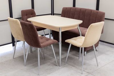 Диван, стол, 4 стула хром (серия Альт ассорти) Диван, стол, 4 стула хром (серия Альт ассорти) - Кухонные наборы