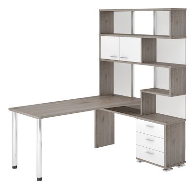 Компьютерный стол СР-420-170 - корпус нельсон, фасады белый жемчуг, столешница нельсон