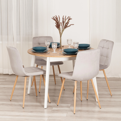 Стул CHILLY (mod. JSC-220) - Велюр/металл , 44,5х52,5х88 см, Light grey (светло-серый) HLR14 / натуральный