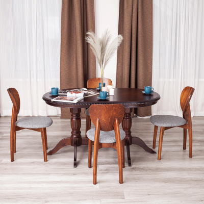 Стул DIAMANTE мягкое сидение - бук, 42x42x85см, коричневый, ткань wool dimgrey, серый