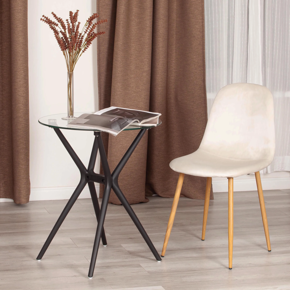 Стул BREEZE (mod. 4724) - Велюр/металл , 44 х 53 х 87 см, Light beige (светло-бежевый) HLR1 / натуральный