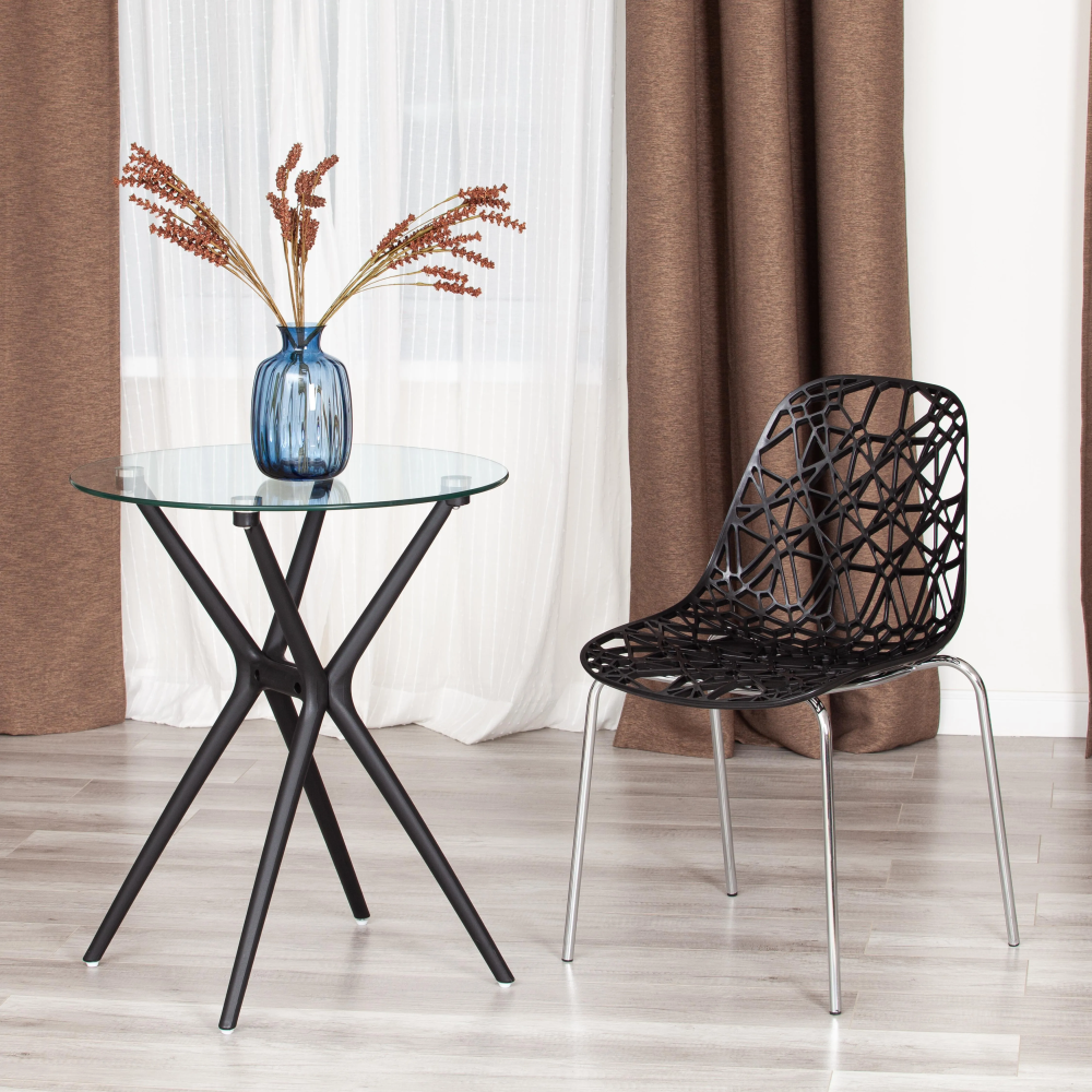 Стул CRISPY (mod. 61) / 1 шт. в упаковке - металл, пластик,  44 x 56.5 x 80 см, Black (черный) 05/хром