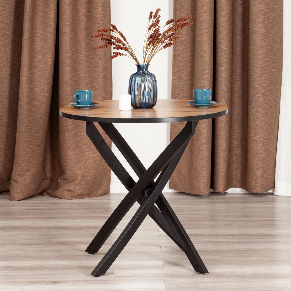 Стол MANZANA - ЛДСП/HPL/металл, 80 х 80 х 75 см, Дуб Вотан/чёрный