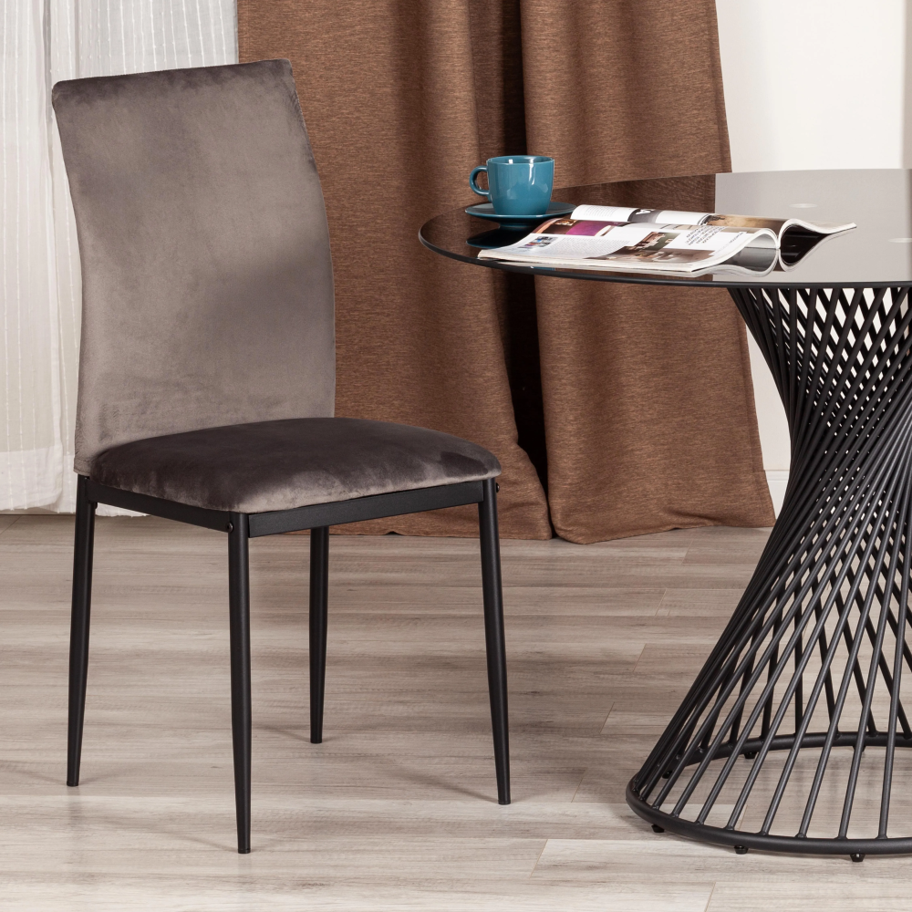 Стул CAPRI (mod. 39) - металл, вельвет, 49.5 х 41 х 93,5 см, Dark grey (темно-серый) HLR24 / черный