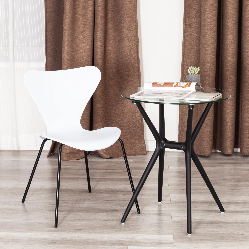 Стул Jacobsen (mod DC 102-1) - пластик/металл, 45 х 54.5 х 80 см, White (белый) / Black (черный)