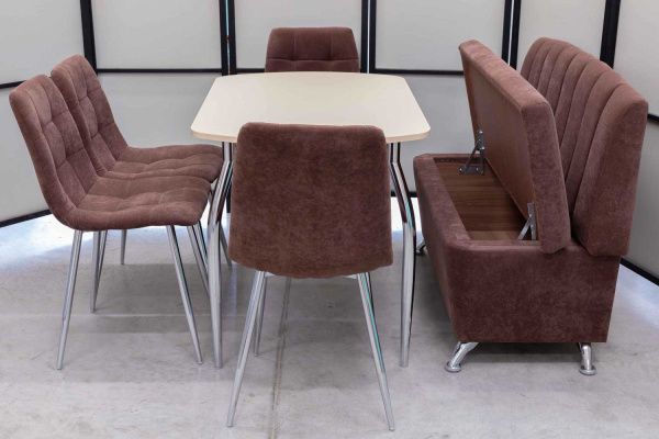 Диван, стол, 4 стула хром (серия Альт шоколад) Диван, стол, 4 стула хром (серия Альт шоколад) - Кухонные наборыССС