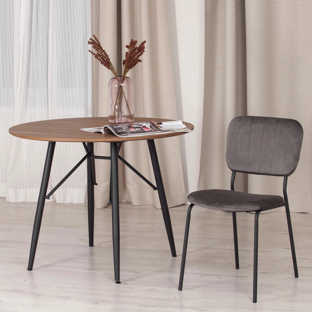 Стул CAROL (mod. UC06) - металл, вельвет, 45 х 56 х 82 см, Light grey (светло-серый) HLR24 / черный