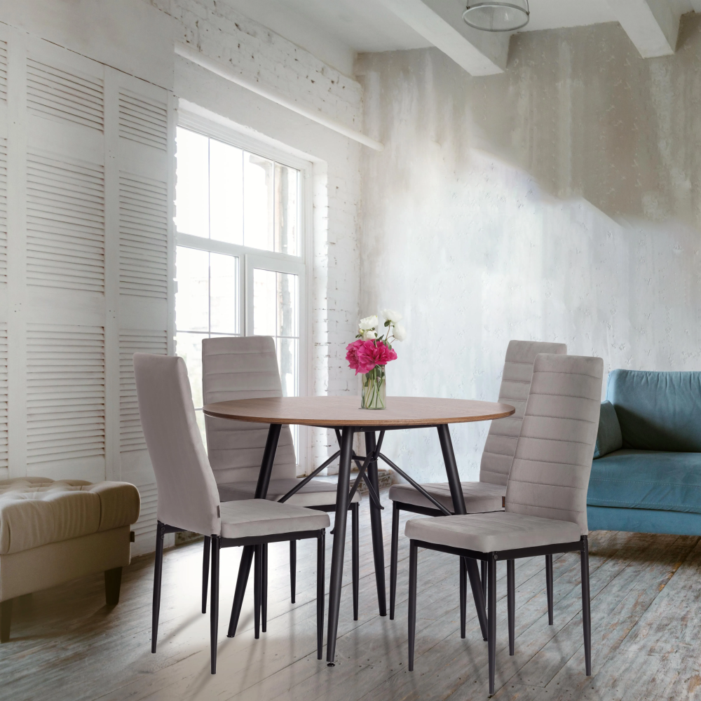 Стул Easy (mod. JSC02-1) - металл, флок, 41 х 52 х 96 см, Light grey (светло-серый) HLR14 / черный