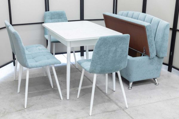 Диван, стол, 4 стула (серия Альт ментол) Диван, стол, 4 стула (серия Альт ментол) - Кухонные наборыССС