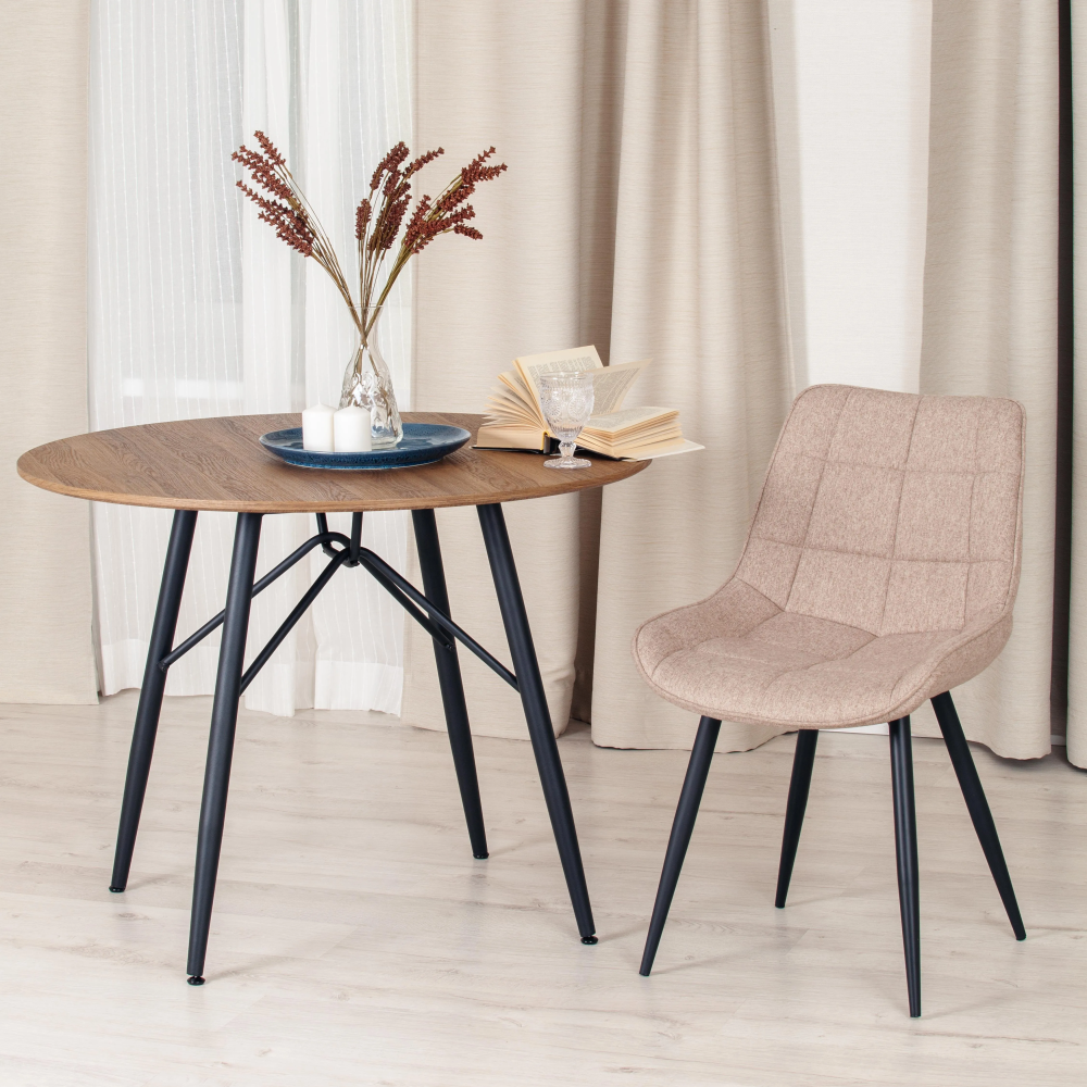 Стул ABRUZZO ( mod. 8060 ) - металл,ткань, 54 х 62 х 83 см, ткань: серо-бежевый, ножки: черный