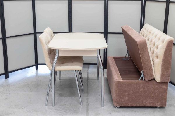 Диван, стол, 2 стула (серия Монро бежевый) Диван, стол, 2 стула (серия Монро бежевый) - Кухонные наборыССС