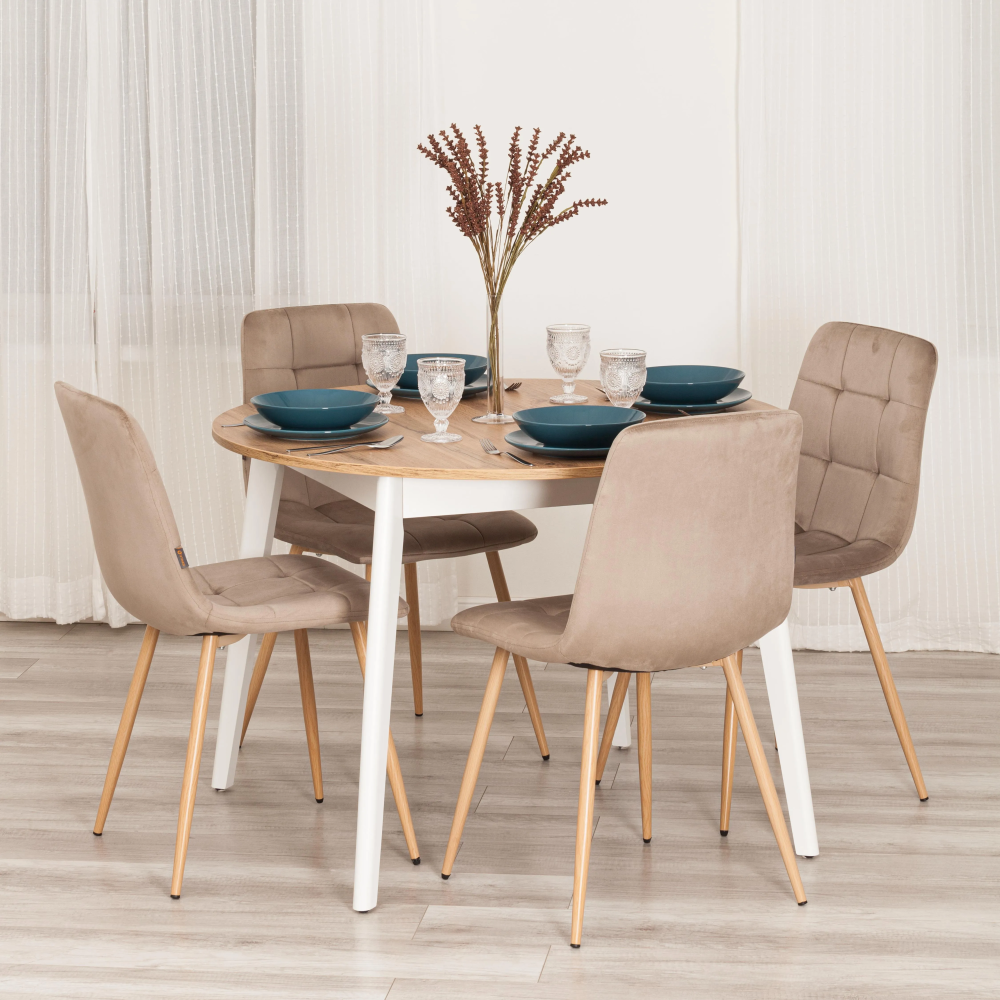 Стул CHILLY (mod. JSC-220) - Велюр/металл , 44,5х52,5х88 см, Beige (бежевый) HLR8 / натуральный