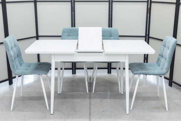 Обеденная группа (стол Ост белый и 4 стула Тетра ментол) Обеденная группа (стол Ост белый и 4 стула Тетра ментол) - Обеденные группыССС