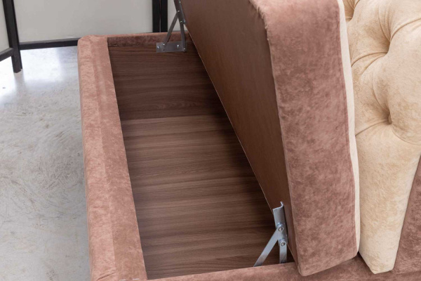 Кухонный прямой диван Монро с ящиком (антивандальный бежевый) - Кухонные диваны