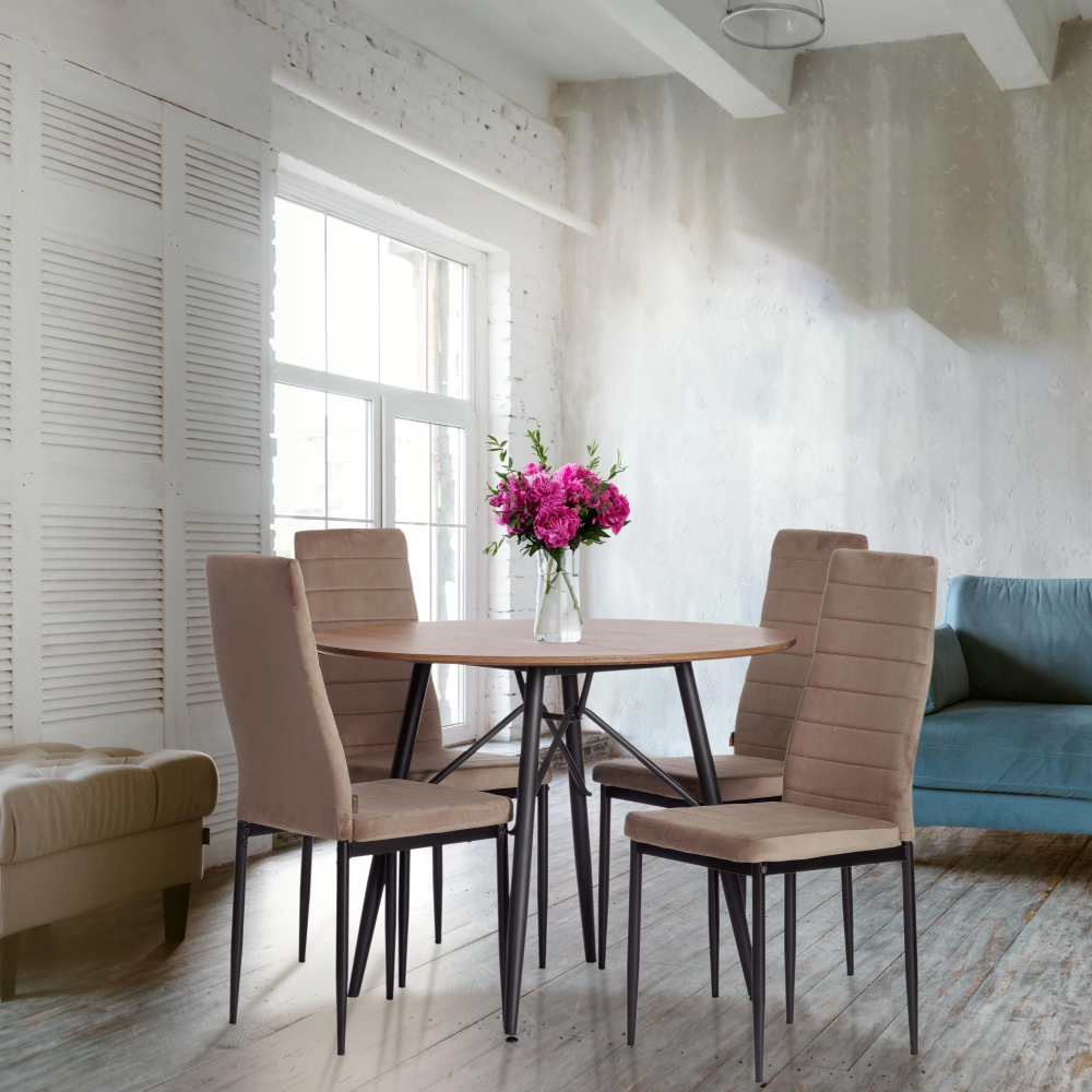 Стул Easy (mod. JSC02-1) - металл, флок, 41 х 52 х 96 см, Beige (бежевый) HLR8 / черный